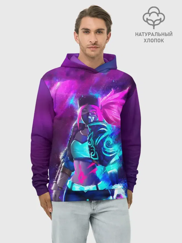 Худи мужской базовый хлопок с принтом «KDA. Akali»
