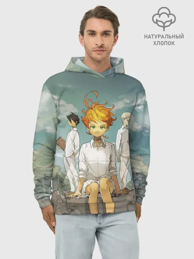 Худи мужской базовый хлопок с принтом «The Promised Neverland»