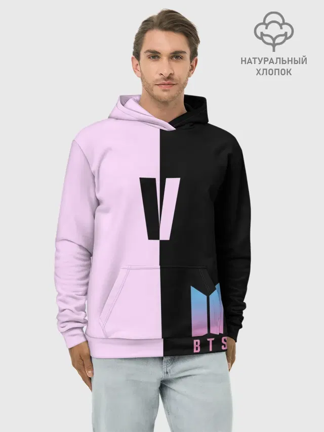 Худи мужской базовый хлопок с принтом «BTS — BTS V»