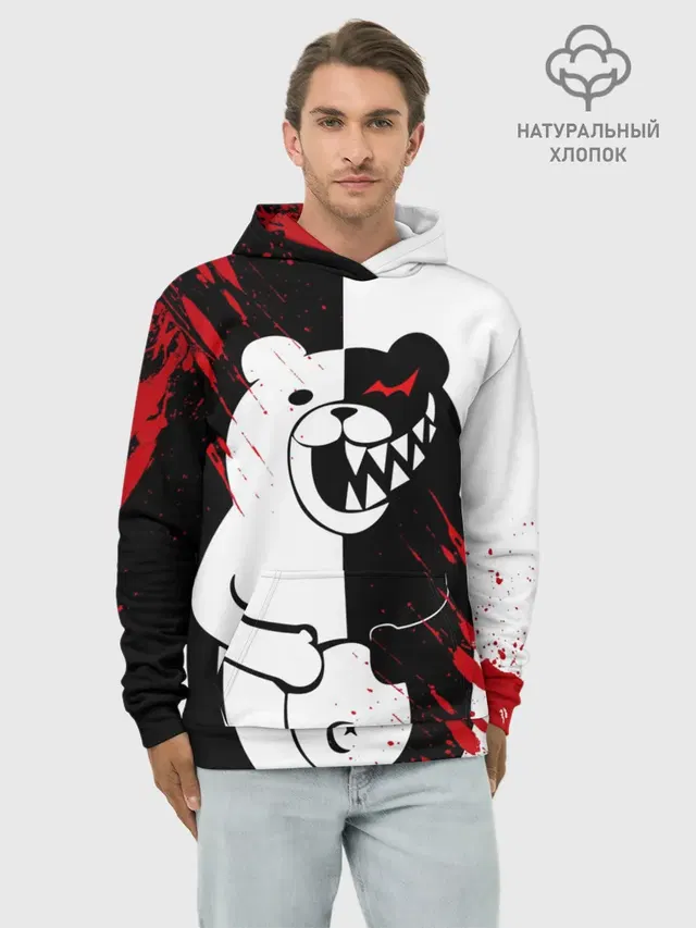 Худи мужской базовый хлопок с принтом «Monokuma вторая сущность»