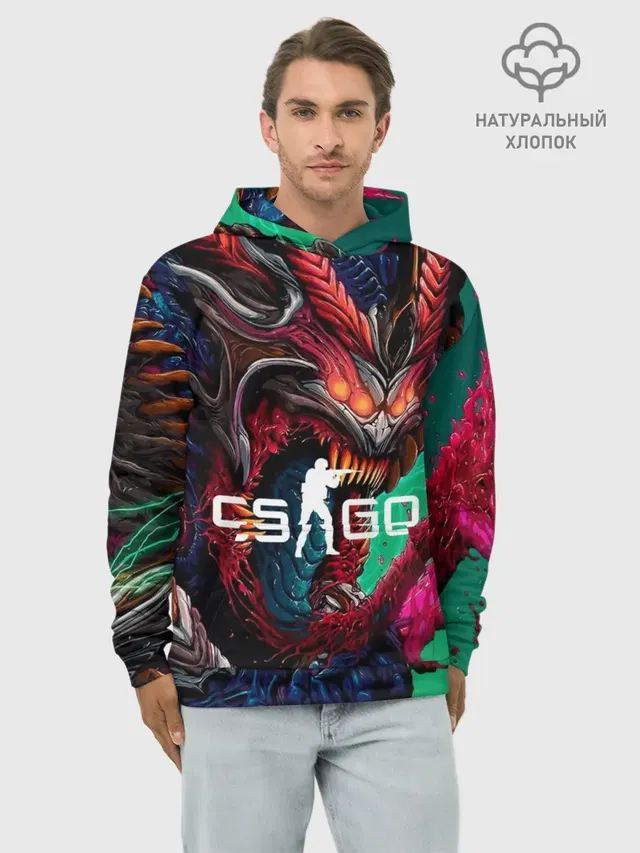 Худи мужской базовый хлопок с принтом «Counter-Strike — CS GO hyper beast skin»