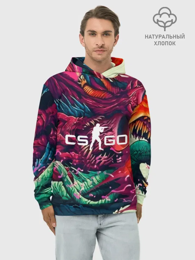Худи мужской базовый хлопок с принтом «Counter-Strike — CS GO hyper beast skin»