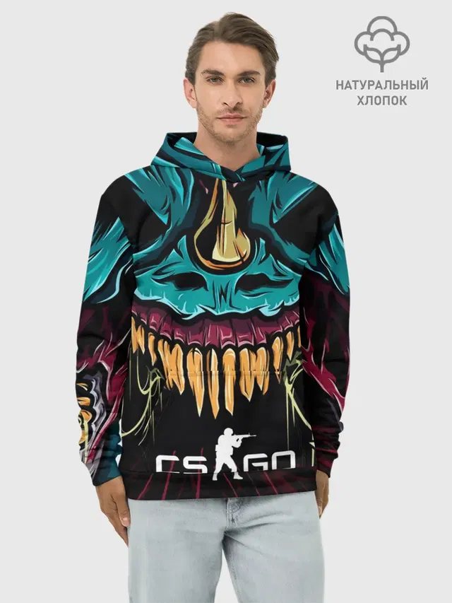 Худи мужской базовый хлопок с принтом «Counter-Strike — CS GO hyper beast skin»