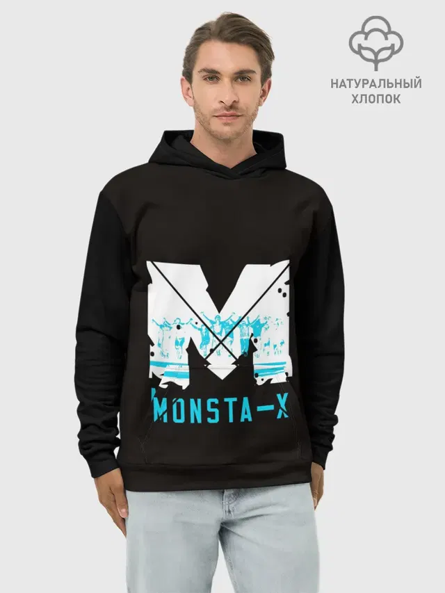 Худи мужской базовый хлопок с принтом «MONSTA X»