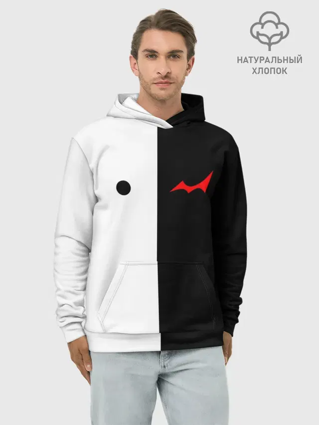 Худи мужской базовый хлопок с принтом «MONOKUMA Eyes»