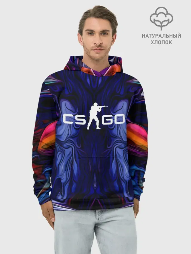Худи мужской базовый хлопок с принтом «Counter-Strike — CS GO WAVES SKIN»