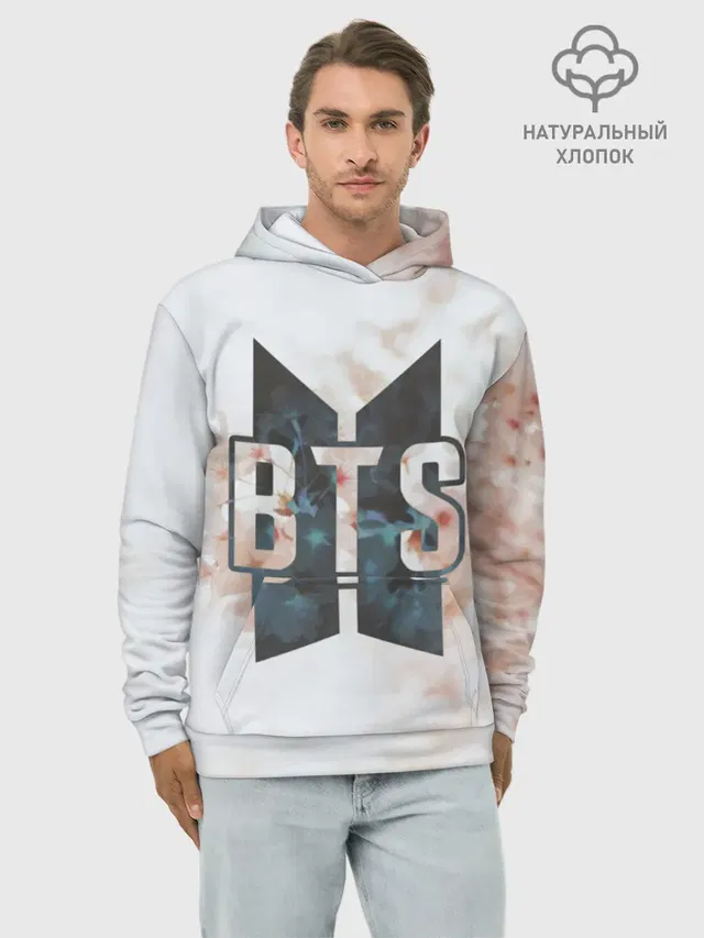 Худи мужской базовый хлопок с принтом «BTS — BTS SAKURA»