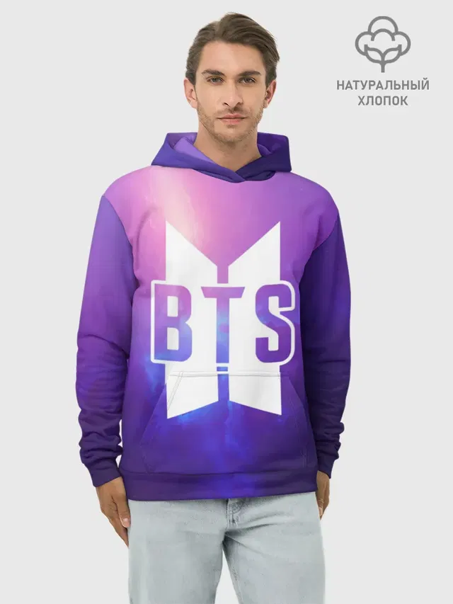 Худи мужской базовый хлопок с принтом «BTS — BTS SPACE»