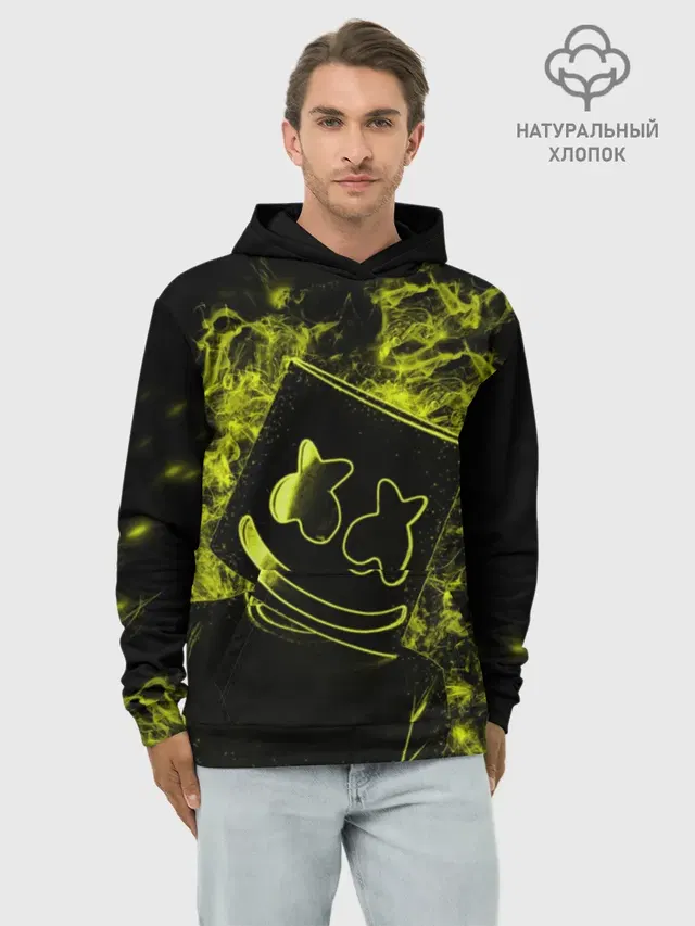 Худи мужской базовый хлопок с принтом «Marshmello»