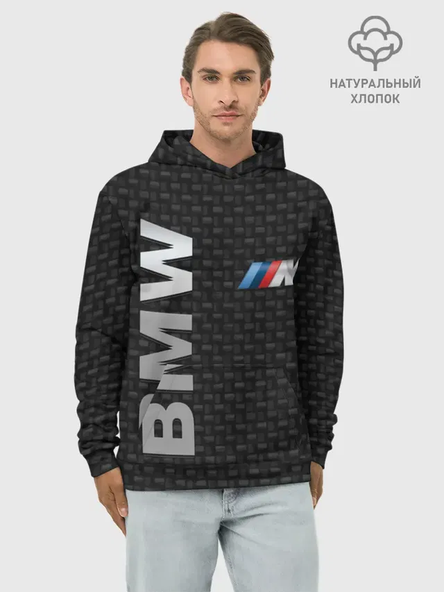 Худи мужской базовый хлопок с принтом «BMW»