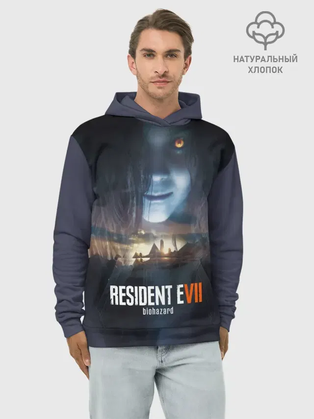 Худи мужской базовый хлопок с принтом «Resident Evil 7»