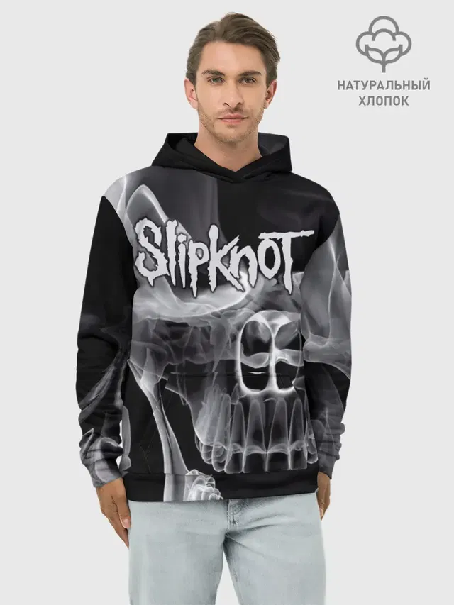 Худи мужской базовый хлопок с принтом «Skull»