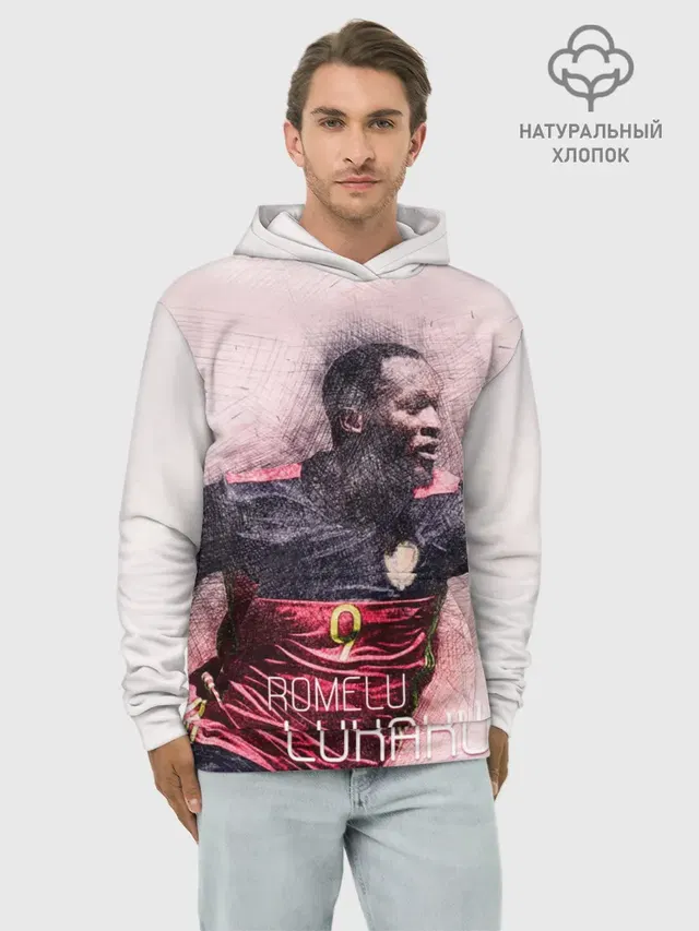 Худи мужской базовый хлопок с принтом «Манчестер Юнайтед — Romelu Lukaku»