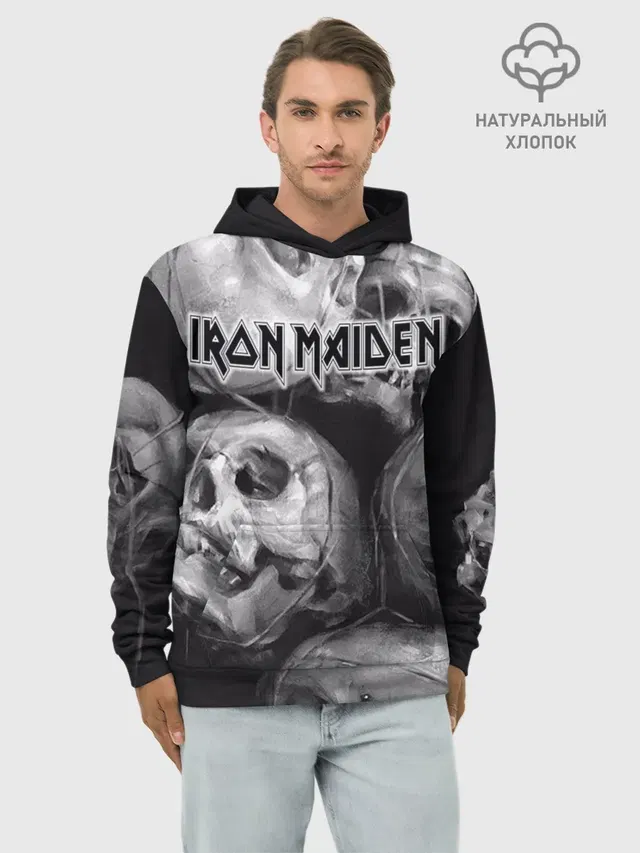 Худи мужской базовый хлопок с принтом «Iron Maiden»