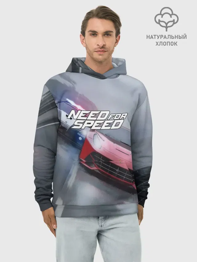 Худи мужской базовый хлопок с принтом «Ferrari — NEED FOR SPEED»