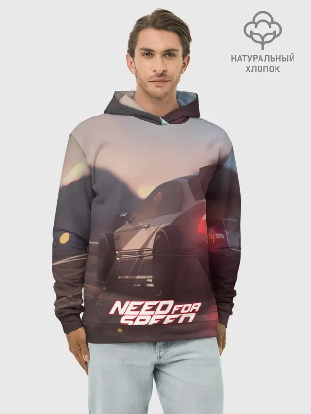 Худи мужской базовый хлопок с принтом «NFS»