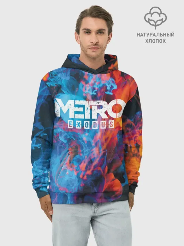 Худи мужской базовый хлопок с принтом «Metro Fire»