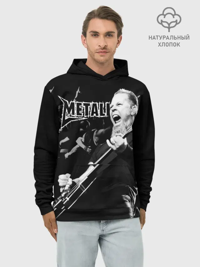 Худи мужской базовый хлопок с принтом «Metallica»