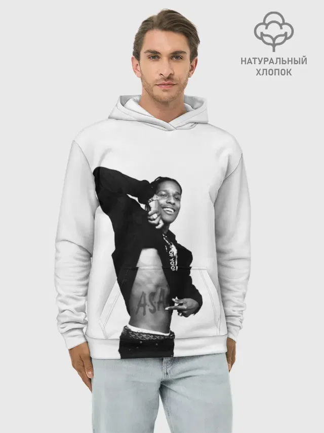 Худи мужской базовый хлопок с принтом «Зарубежные — A$AP ROCKY»