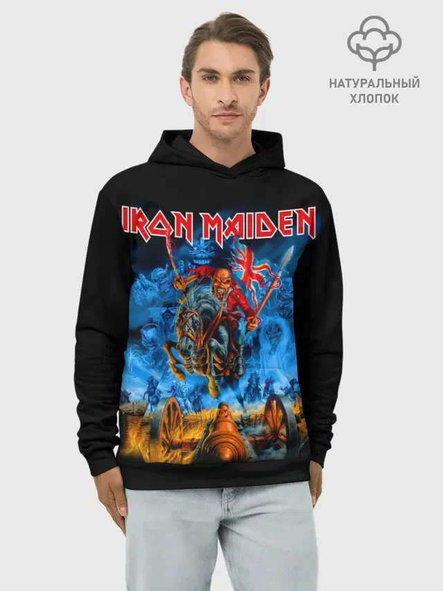 Худи мужской базовый хлопок с принтом «Iron Maiden»