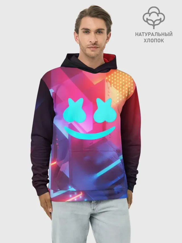 Худи мужской базовый хлопок с принтом «Marshmello»