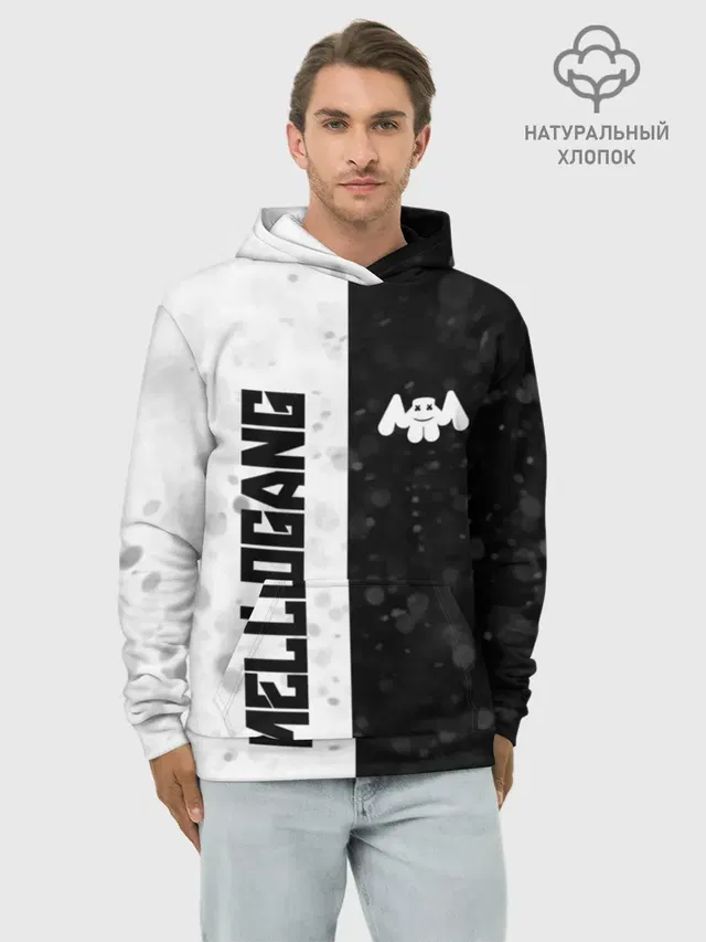 Худи мужской базовый хлопок с принтом «Marshmello — MELLOGANG»