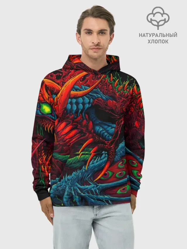 Худи мужской базовый хлопок с принтом «Кислота — CS GO:HYPER BEAST»