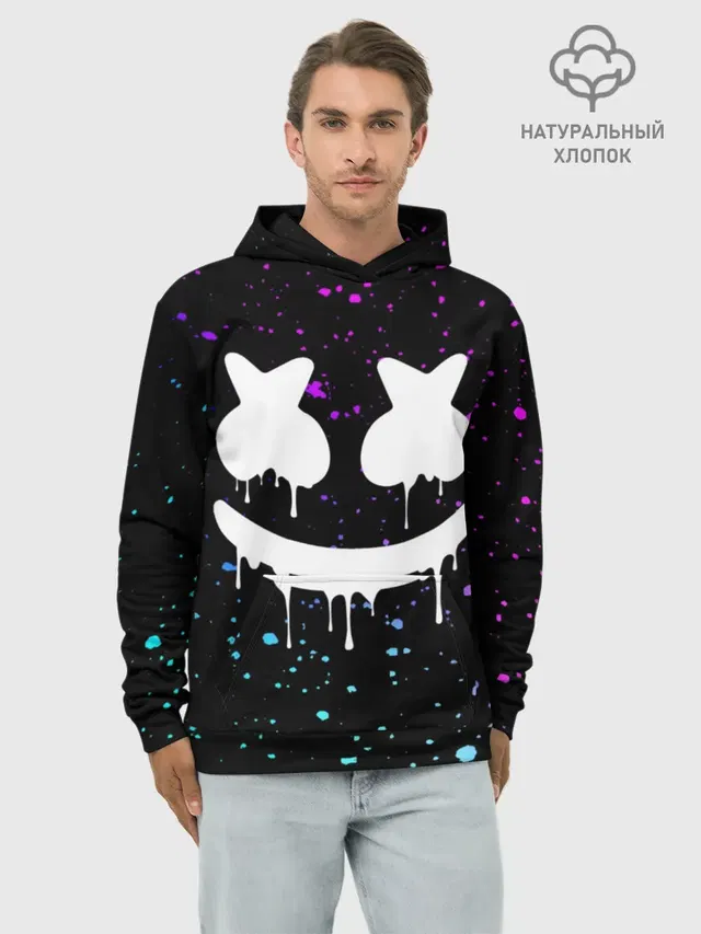 Худи мужской базовый хлопок с принтом «Marshmello — MARSHMELLO Melt»