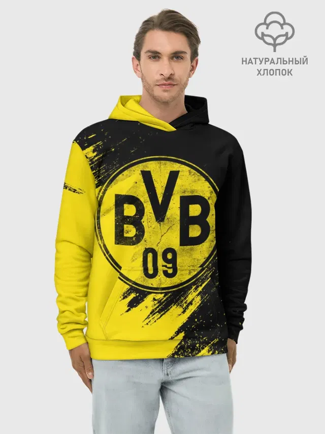 Худи мужской базовый хлопок с принтом «Borussia Dortmund — Боруссия Дортмунд»