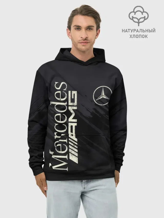 Худи мужской базовый хлопок с принтом «Mercedes-AMG — Mercedes»