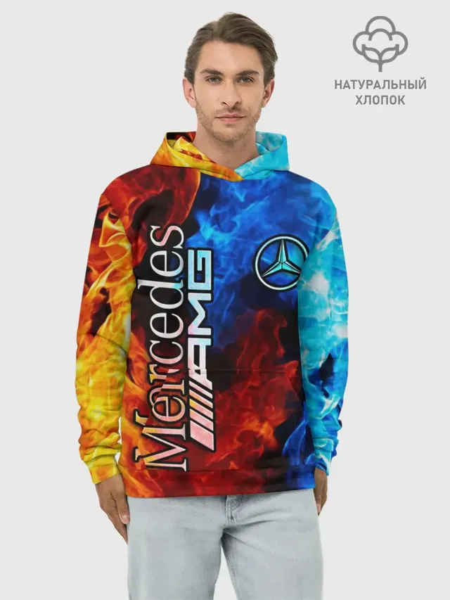 Худи мужской базовый хлопок с принтом «Merсedes — Mercedes»
