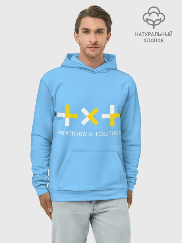 Худи мужской базовый хлопок с принтом «TXT — TOMORROW X TOGETHER»