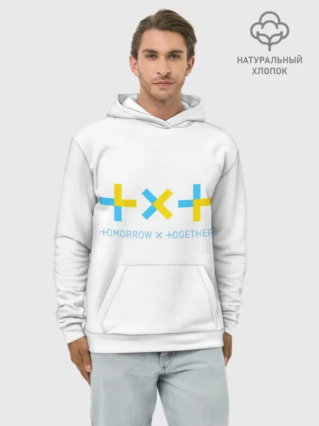 Худи мужской базовый хлопок с принтом «TXT — TOMORROW X TOGETHER»