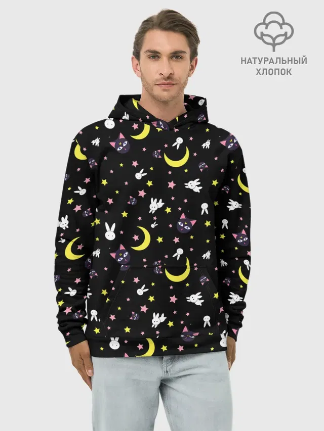 Худи мужской базовый хлопок с принтом «Sailor Moon Pattern»