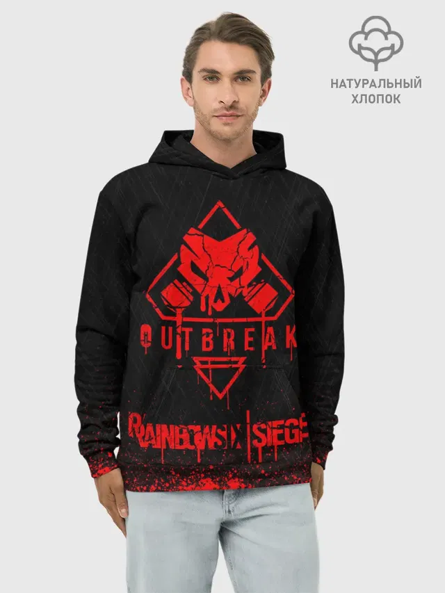 Худи мужской базовый хлопок с принтом «Operation Outbreak — RAINBOW SIX SIEGE OUTBREAK»