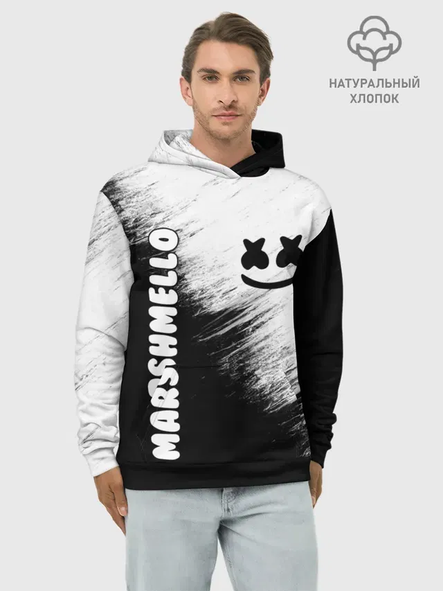 Худи мужской базовый хлопок с принтом «Marshmello — Marshmello 3»