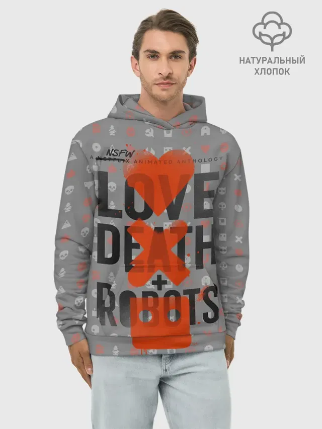 Худи мужской базовый хлопок с принтом «Love Death Robots»