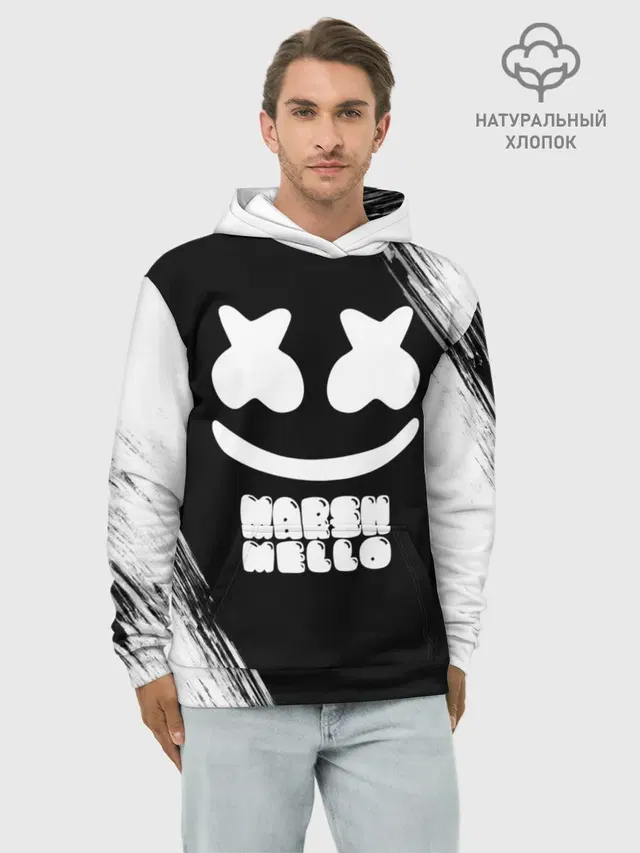 Худи мужской базовый хлопок с принтом «Marshmello — Marshmello 4»