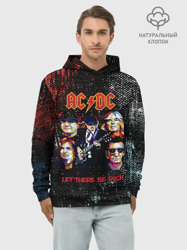 Худи мужской базовый хлопок с принтом «Let There Be Rock»
