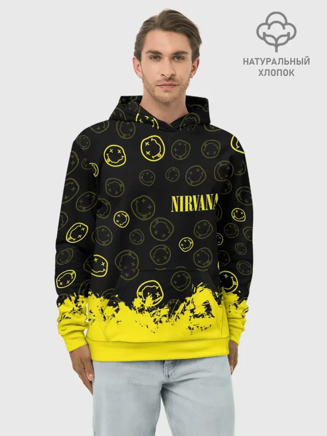 Худи мужской базовый хлопок с принтом «Smiley Face Logo»