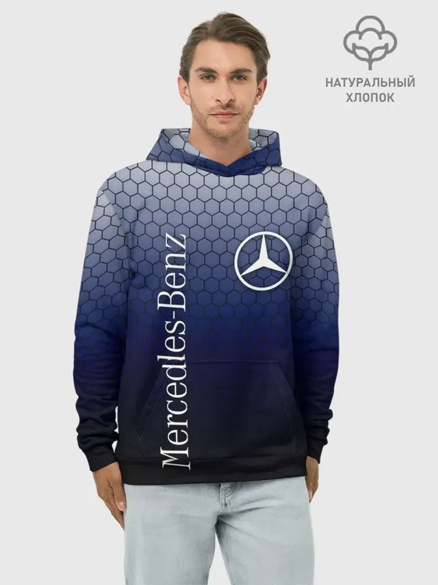 Худи мужской базовый хлопок с принтом «Merсedes — MERCEDES»