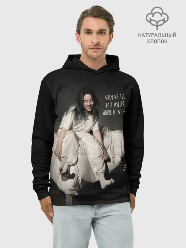 Худи мужской базовый хлопок с принтом «Billie Eilish»
