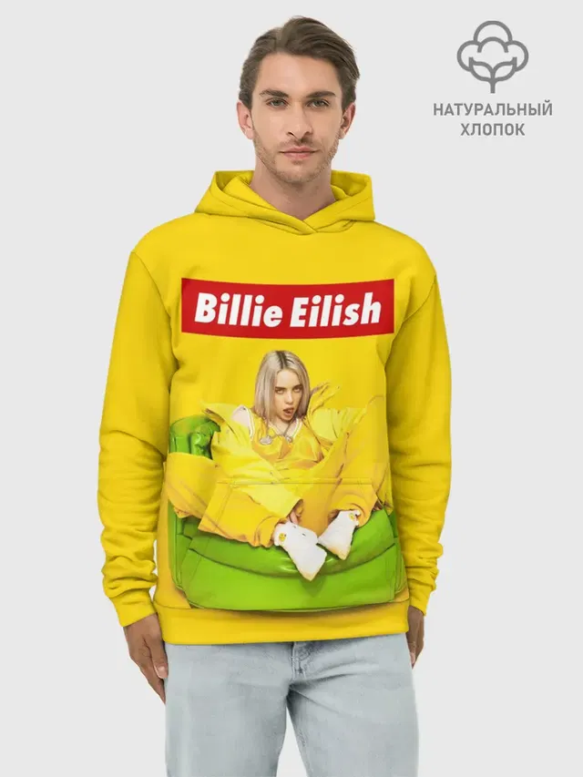 Худи мужской базовый хлопок с принтом «Billie Eilish»