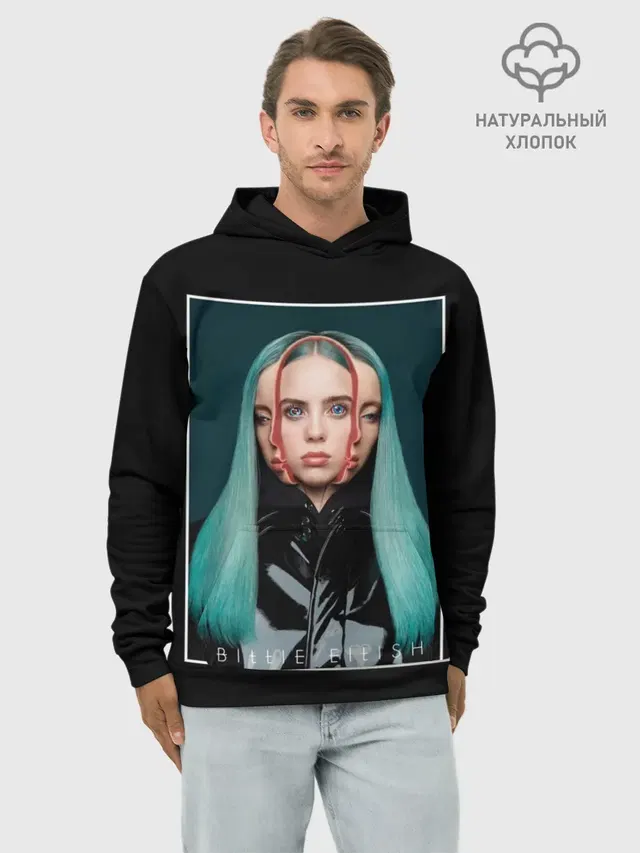 Худи мужской базовый хлопок с принтом «Billie Eilish»