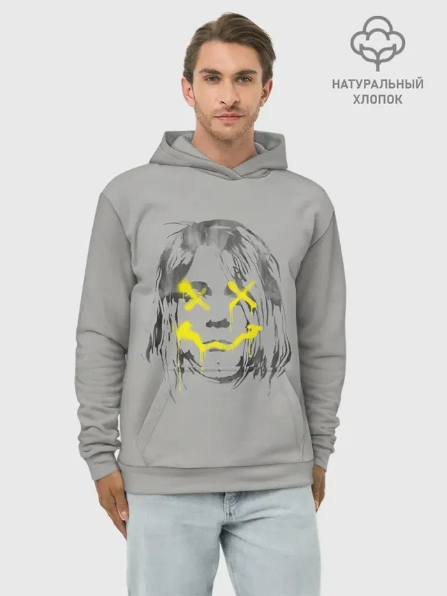 Худи мужской базовый хлопок с принтом «Kurt Cobain — Курт Кобейн»