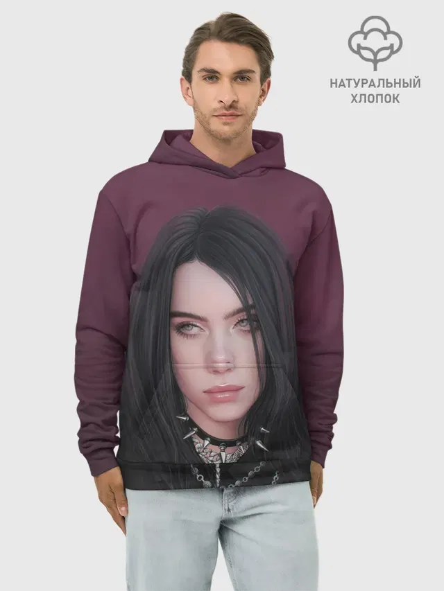 Худи мужской базовый хлопок с принтом «Billie Eilish — Black Eilish»