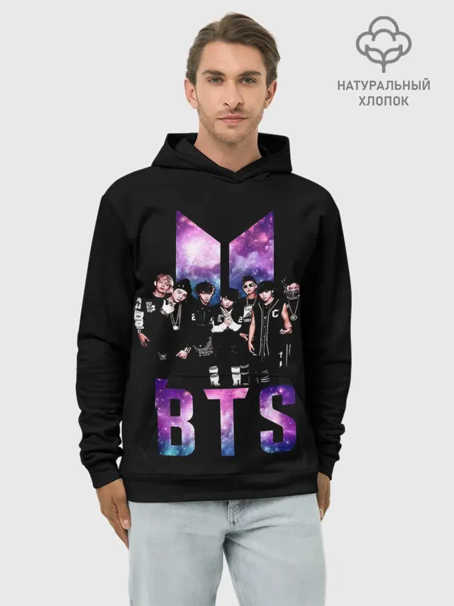 Худи мужской базовый хлопок с принтом «BTS — BTS ARMY»