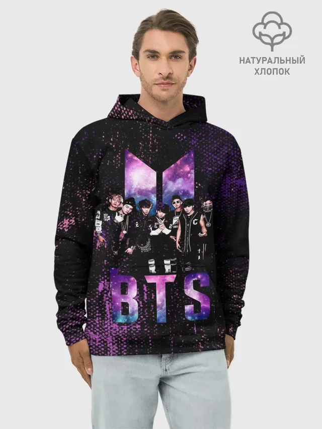 Худи мужской базовый хлопок с принтом «BTS»
