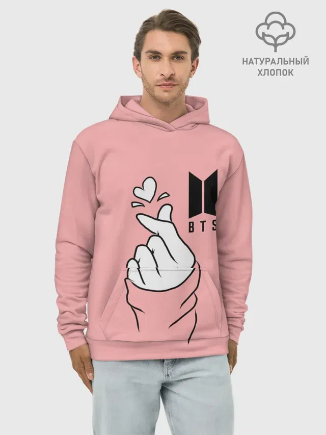 Худи мужской базовый хлопок с принтом «BTS»