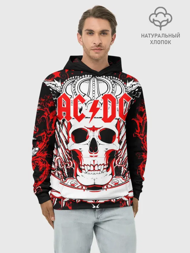 Худи мужской базовый хлопок с принтом «AC/DC»